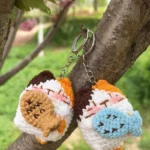 Handmade Crochet Calico Cat Fish Kitten Plush Keychain
