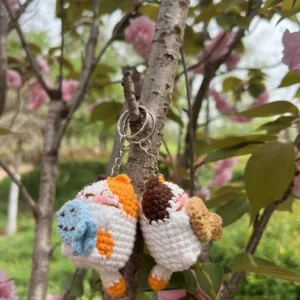 Handmade Crochet Calico Cat Fish Kitten Plush Keychain-2