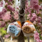 Handmade Crochet Calico Cat Fish Kitten Plush Keychain