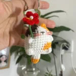 Handmade Crochet Calico Cat Miniature Flower Kitten