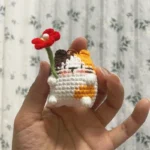 Handmade Crochet Calico Cat Miniature Flower Kitten