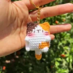 Handmade Crochet Calico Cat Plush Keychain