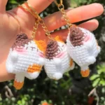 Handmade Crochet Calico Cat Plush Keychain