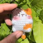 Handmade Crochet Calico Cat Plush Keychain
