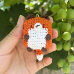 Handmade Crochet Fox Round Chubby Fox Plush Keychain-2