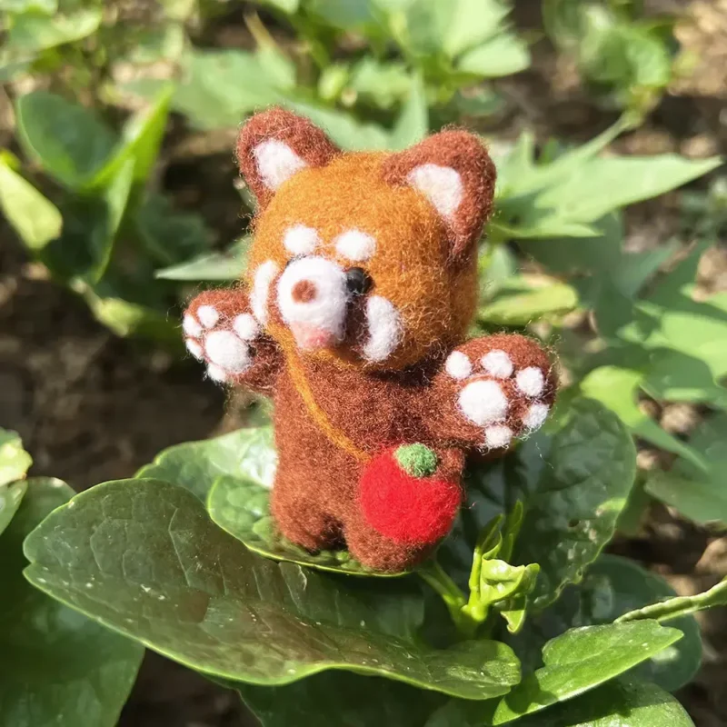 Handmade Needle Felted Wool Apple Red Panda