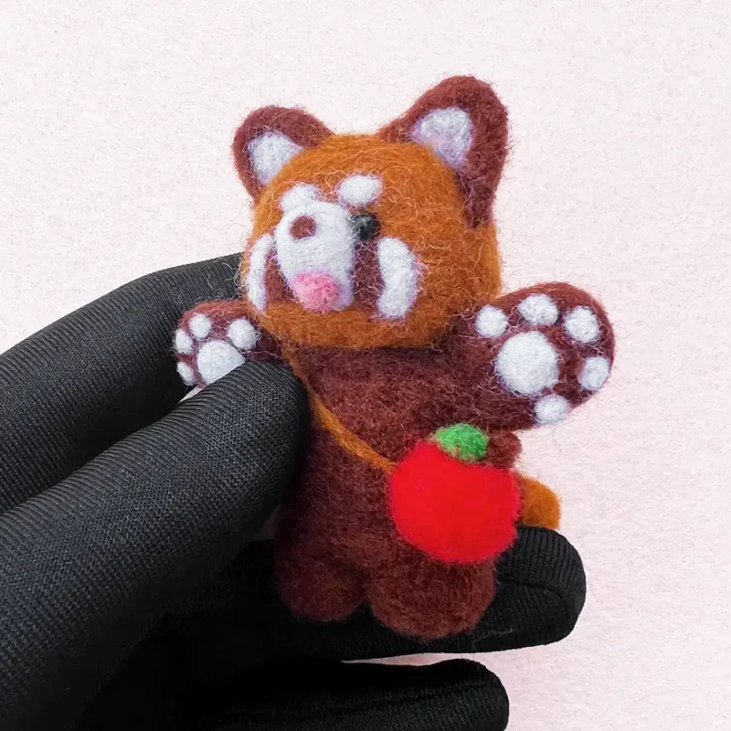 Handmade Needle Felted Wool Apple Red Panda