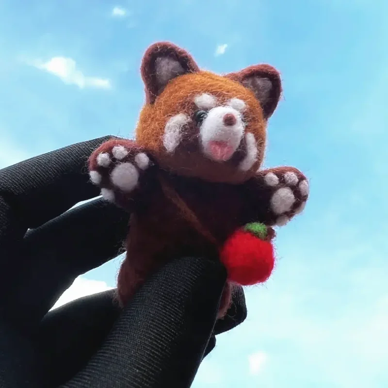 Handmade Needle Felted Wool Apple Red Panda