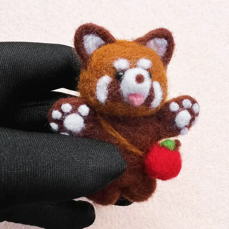 Handmade Needle Felted Wool Apple Red Panda