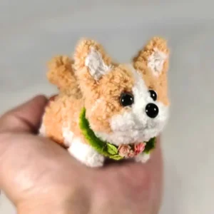 Handmade Wool Chenille Stem Miniature Corgi Plush