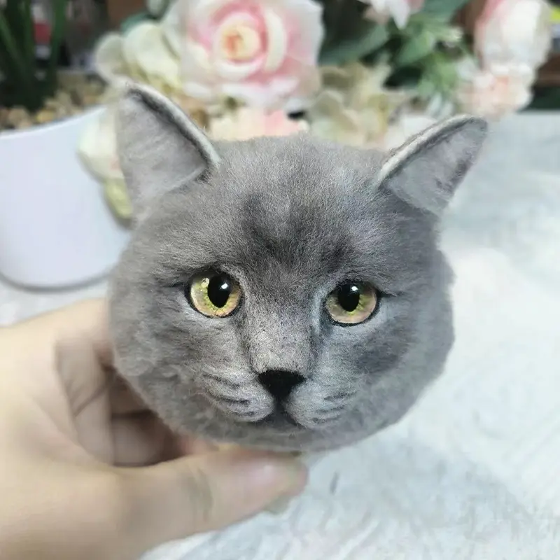 Custom Pet's Head Pet Clone Wool Felt Stuffed Animal Service