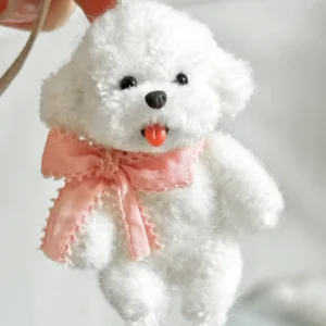Handmade Chenille Stem Poodle Plush Charm – Tongue-Out Design