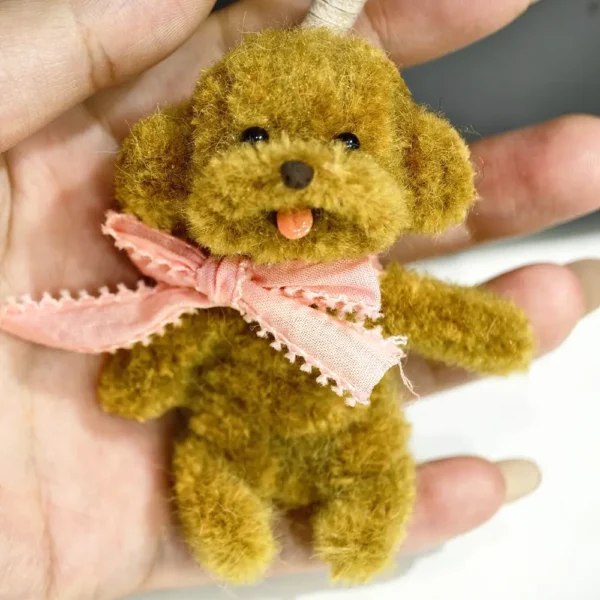 Handmade Chenille Stem Poodle Plush Charm – Tongue-Out Design