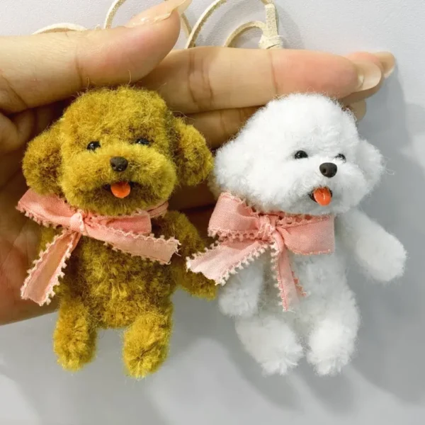 Handmade Chenille Stem Poodle Plush Charm – Tongue-Out Design