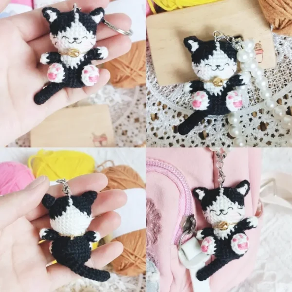 Handmade Crochet Happy Kitten Mini Plush Charm