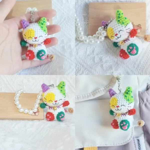 Handmade Crochet Happy Kitten Mini Plush Charm