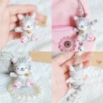 Handmade Crochet Happy Kitten Mini Plush Charm