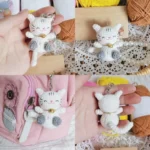 Handmade Crochet Happy Kitten Mini Plush Charm