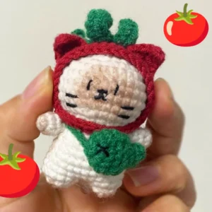 Handmade Crochet Tomato Siamese Cat Plush