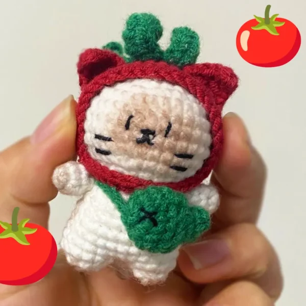 Handmade Crochet Tomato Siamese Cat Plush