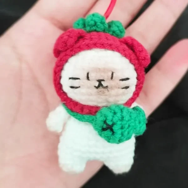 Handmade Crochet Tomato Siamese Cat Plush