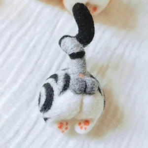 Handmade Needle Felted Cat Butt Charm<span> - </span>Tabby