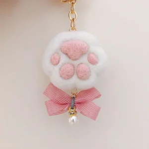 Handmade Needle Felted Cat Paw Toe Bean Charm