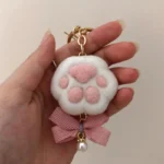 Handmade Needle Felted Cat Paw Toe Bean Charm