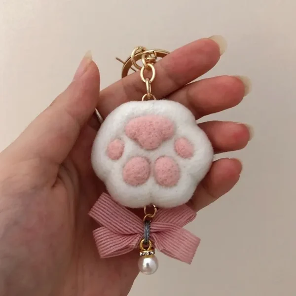 Handmade Needle Felted Cat Paw Toe Bean Charm