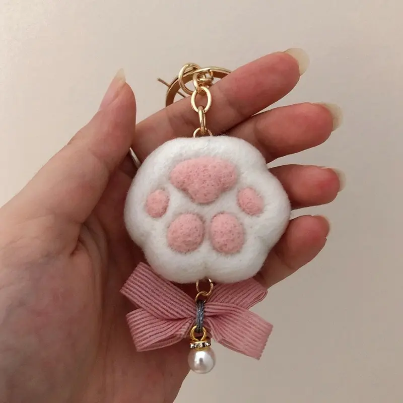 Handmade Needle Felted Cat Paw Toe Bean Charm