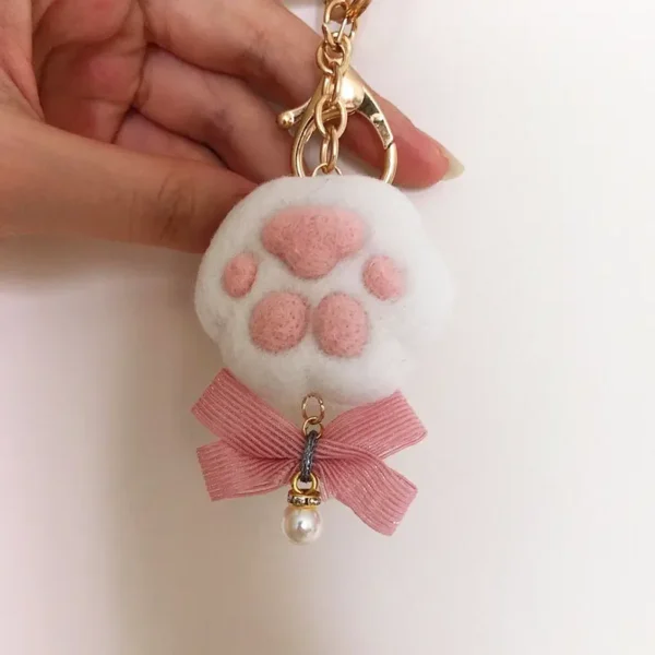 Handmade Needle Felted Cat Paw Toe Bean Charm